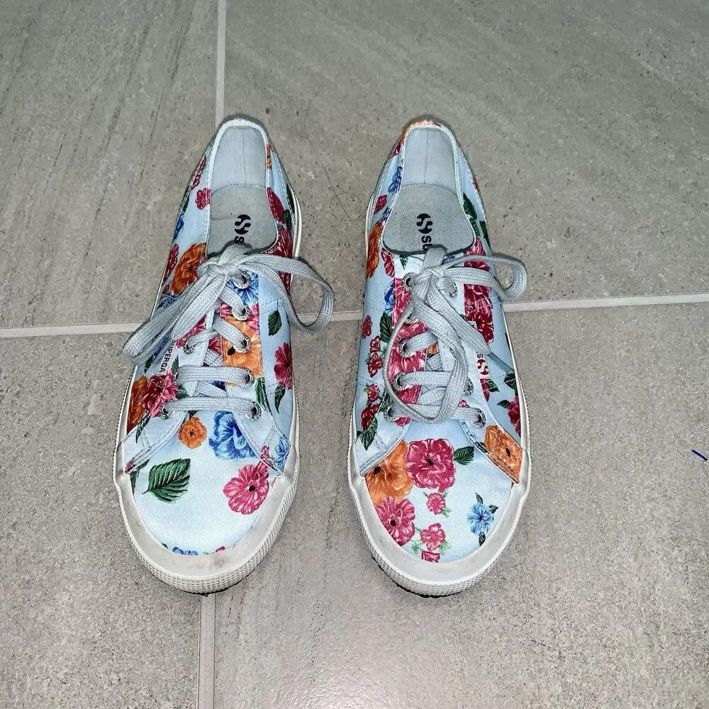 Superga  Floral Lace Up Sneaker Shoes  Size W 7 European 38